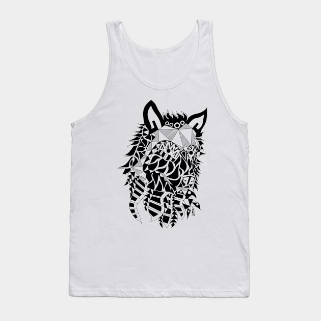 lone wolf in ecopop floral totonac zentangle art Tank Top by jorge_lebeau